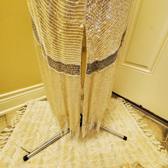 Beaded Sequined 100% Silk Evening Dress, Size S - Picture 8 of 10